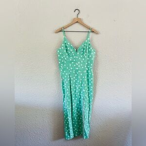 UO urban outfitters Green & White Polkadot Bustier Midi Dress